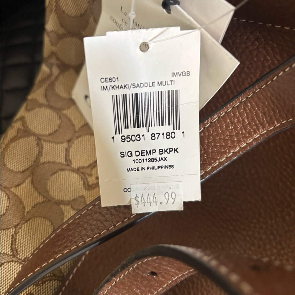 Coach Tan and Brown Signature Stripe Backpack - Picture 9 of 9
